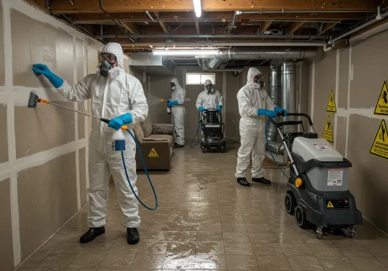 Basement Moisture Removal and Structural Drying process in Pleasant Garden, NC